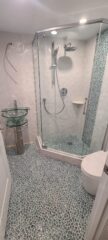 Residential sump pump installation in basement